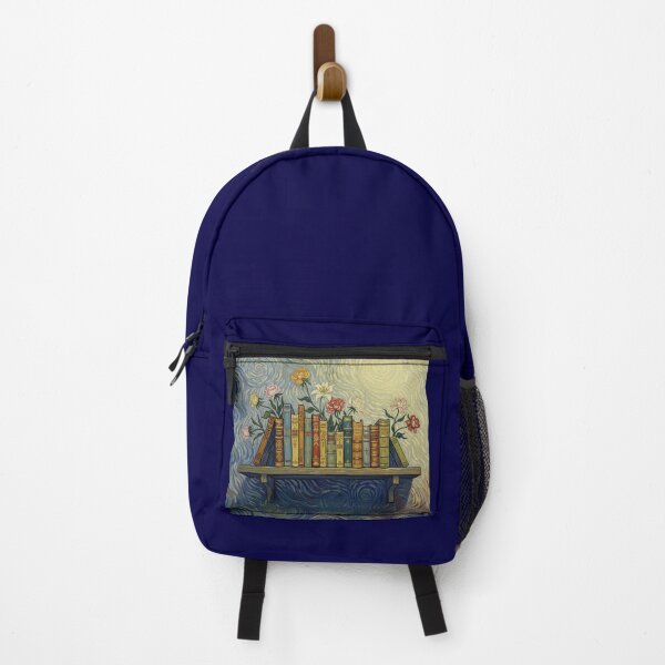 Item preview, Whimsical Bookshelf with Flowers – Van Gogh Style Book Art designed and sold by D-Islamic.