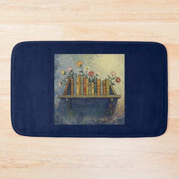 Item preview, Whimsical Bookshelf with Flowers – Van Gogh Style Book Art designed and sold by D-Islamic.