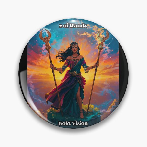 Item preview, Two of Wands - Tarot Card from Wildwood Green Witch Tarot Deck  designed and sold by Earth Nature Creations.