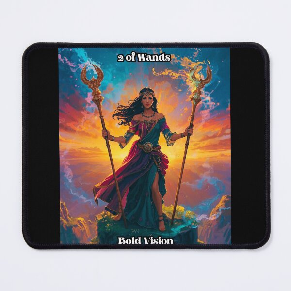 Item preview, Two of Wands - Tarot Card from Wildwood Green Witch Tarot Deck designed and sold by Earth Nature Creations.