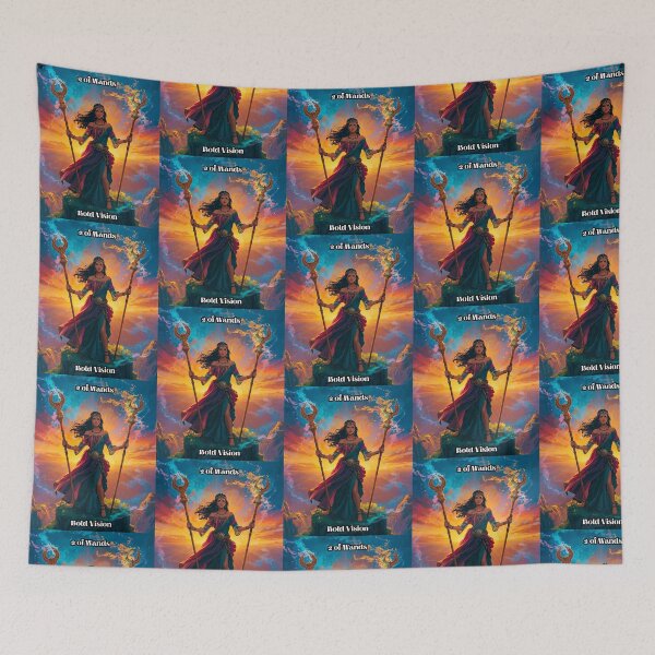 Item preview, Two of Wands - Tarot Card from Wildwood Green Witch Tarot Deck  designed and sold by Earth Nature Creations.