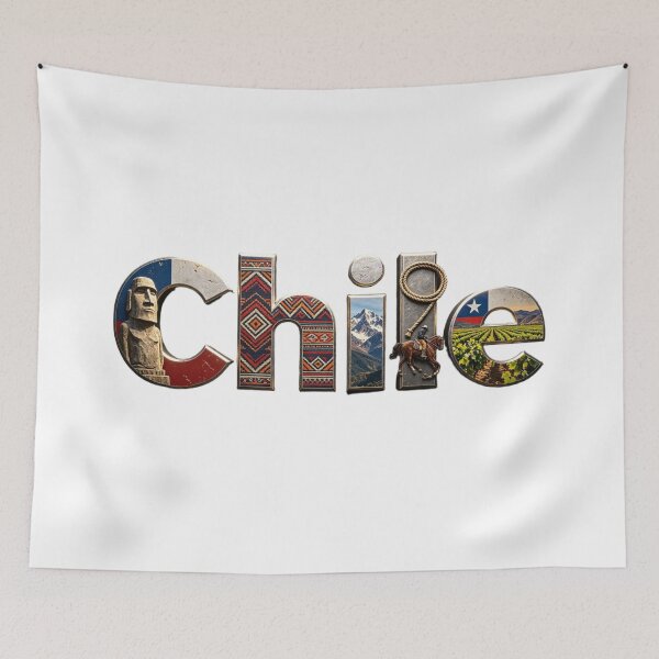 Item preview, Chile Typography Travel Design | Cultural Landmark Word Art designed and sold by VladisWorld.