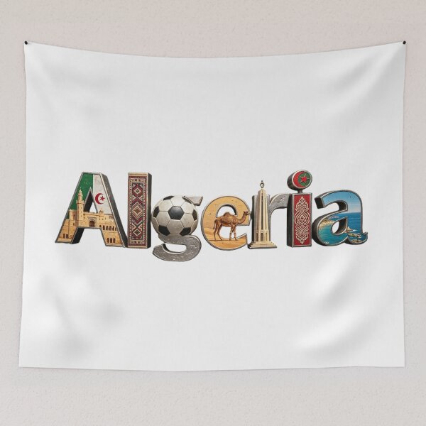 Item preview, Algeria Typography Travel Design | Cultural Landmarks & Desert Heritage Art designed and sold by VladisWorld.