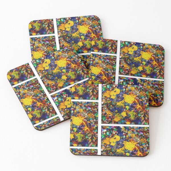 Item preview, Holographic Confetti and Yellow Blue Mixed Media Art designed and sold by THE SPLATTERED HAUS BY SAGE BANKS.