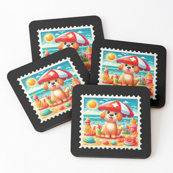 Item preview, Cute Puppy on a Beach Postage Stamp designed and sold by Codavid85.
