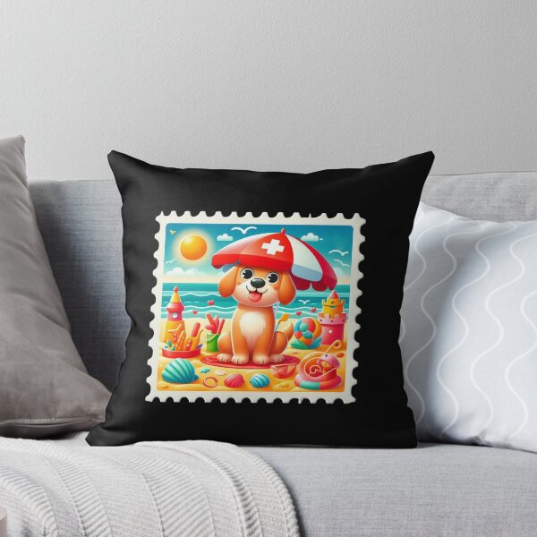 Item preview, Cute Puppy on a Beach Postage Stamp designed and sold by Codavid85.