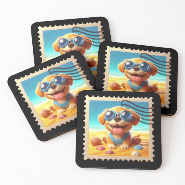 Item preview, Cute Puppy on the Beach Stamp designed and sold by Codavid85.