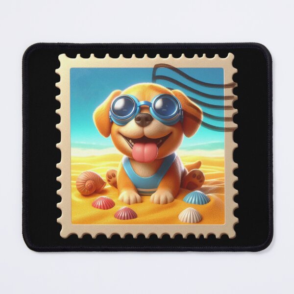 Item preview, Cute Puppy on the Beach Stamp designed and sold by Codavid85.