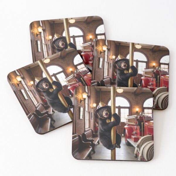 Item preview, Black Bear Cub Plays on the Fire Station Slide designed and sold by Tridentulus.