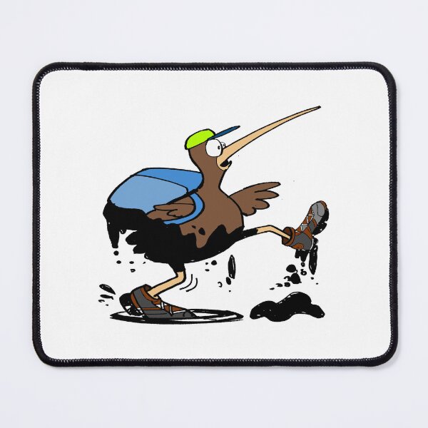 Item preview, Funny cartoon kiwi carrying backpack and staggering through mud designed and sold by Al Benge.
