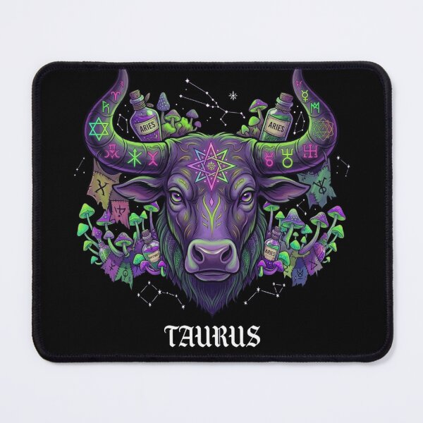 Item preview, Gothic Taurus Zodiac Mushroom Illustration - Psychedelic Astrology designed and sold by MysticalSister.