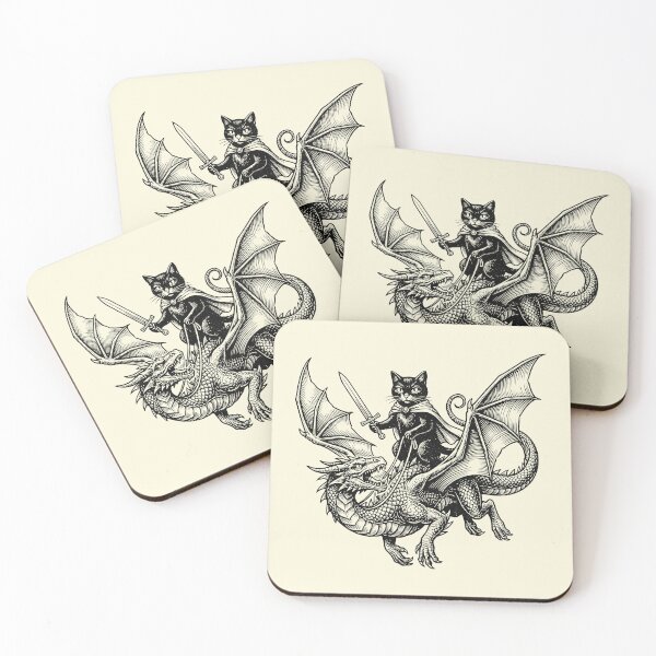 Item preview, Cat Dragon Rider Vintage Medieval Feline Fantasy designed and sold by Y-Vibes.