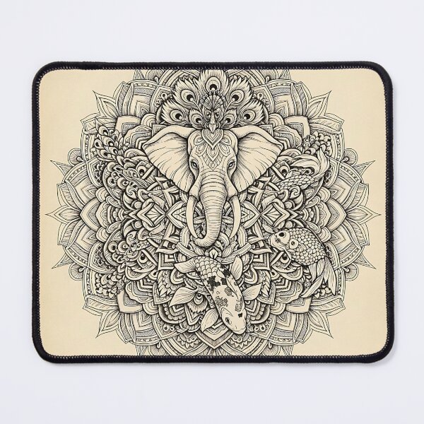 Item preview, Elephant & Koi Mandala Illustration designed and sold by Michaelragheb.