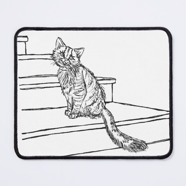 Item preview, Cat On The Stairs Raw Sketch designed and sold by JustArtSoulUK.
