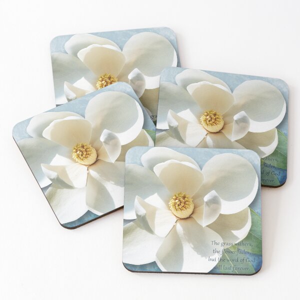 Item preview, Magnolia Flower Christian Bible Scripture Verse Isaiah 40:8 designed and sold by Sharon Cummings Art.