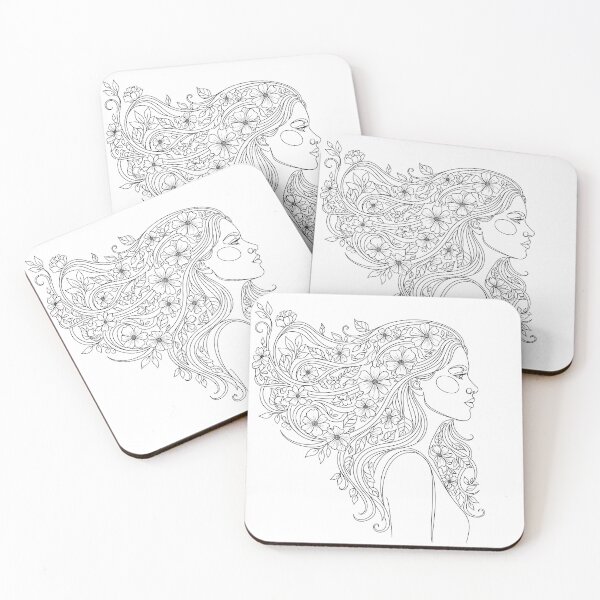 Item preview, Woman Profile with Floral Hair Line Art designed and sold by Michaelragheb.