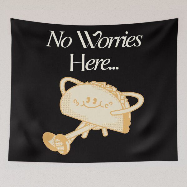 Item preview, No Worries Here Cute Taco Funny Food Design. Cute Smiling Taco No Worries designed and sold by laughterforall.