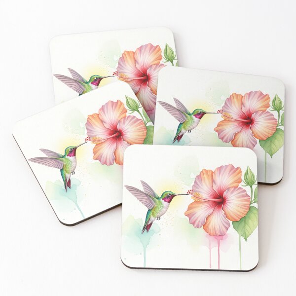 Item preview, Hummingbird & Hibiscus Flower Watercolor designed and sold by Michaelragheb.