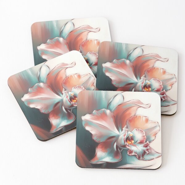 Item preview, Blooming Orchid Modern Coral and Teal Painting designed and sold by SellingWSarah17.