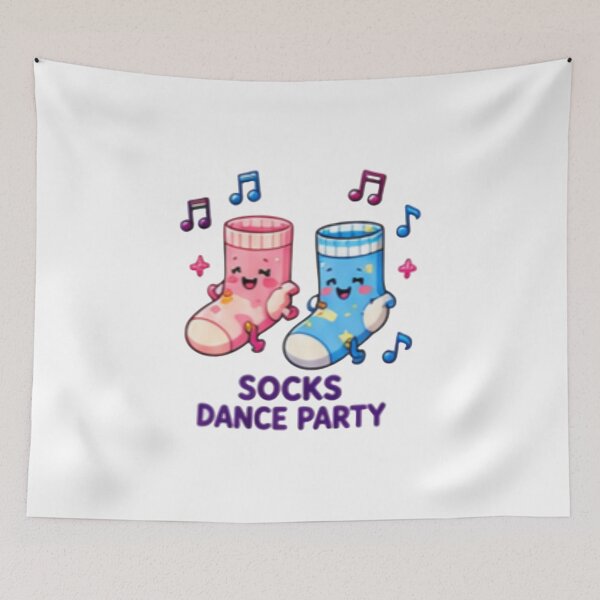 Item preview, Cute Socks Dance Party Kawaii Music Illustration designed and sold by DailyDoodlesBySumbul.