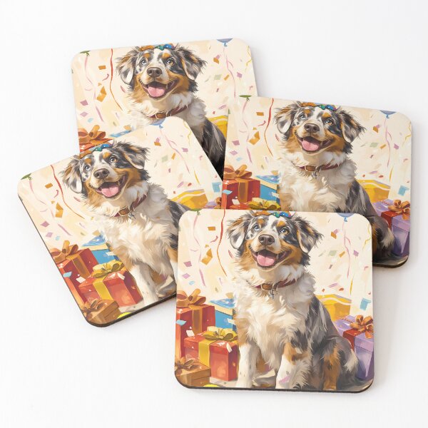 Item preview, Australian Shepherd Birthday Party Dog Painting designed and sold by SellingWSarah17.