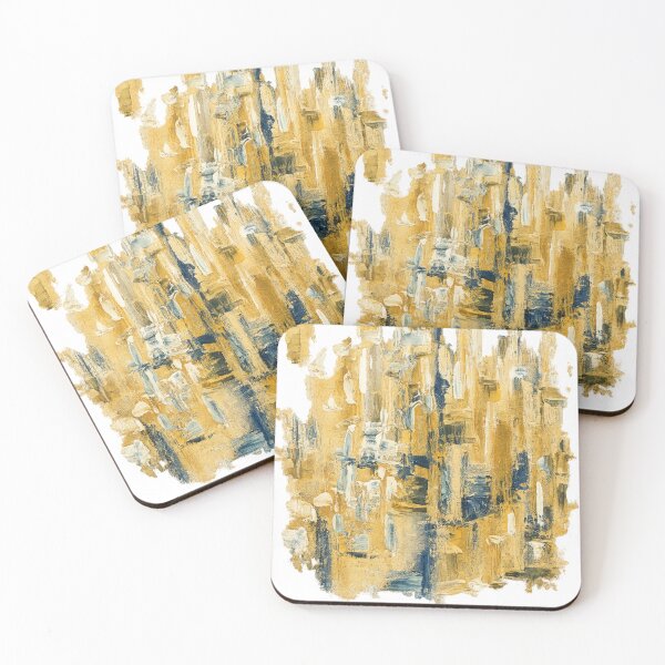 Item preview, Gold and Blue Palette Knife Painting designed and sold by Ingorgia Studio.