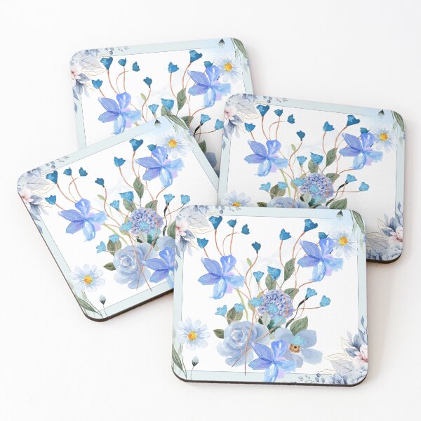 Item preview, Blue Watercolor Wildflower Bouquet Floral Frame Design designed and sold by Extremeallie.