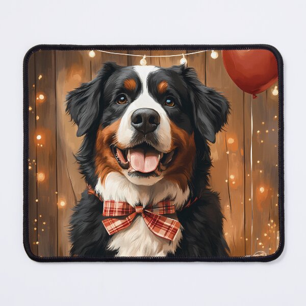 Item preview, Bernese Mountain Dog Christmas Painting with Plaid Bow designed and sold by SellingWSarah17.