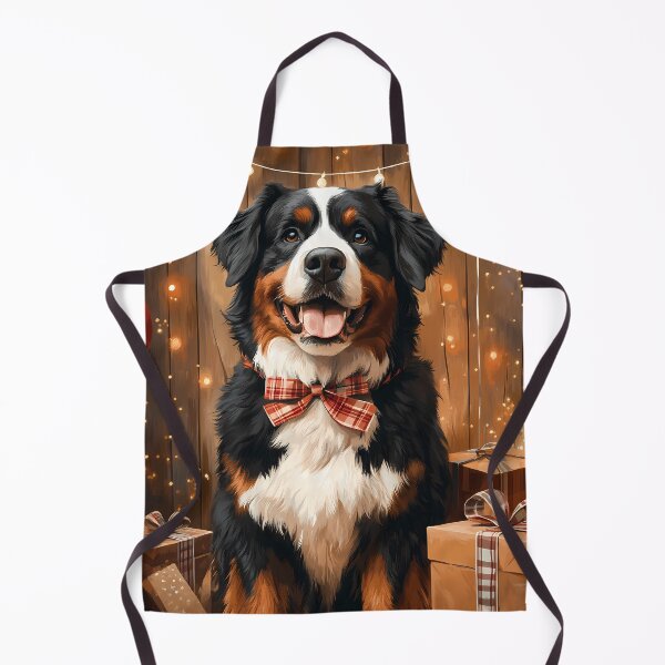 Item preview, Bernese Mountain Dog Christmas Painting with Plaid Bow designed and sold by SellingWSarah17.