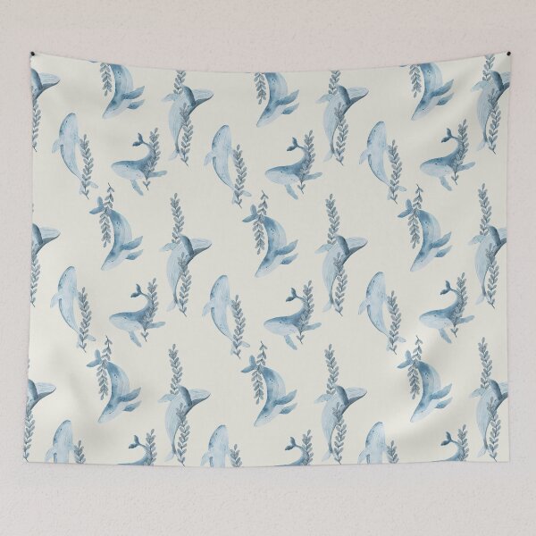 Item preview, Watercolor Whale Pattern designed and sold by MiaBellaGirl.