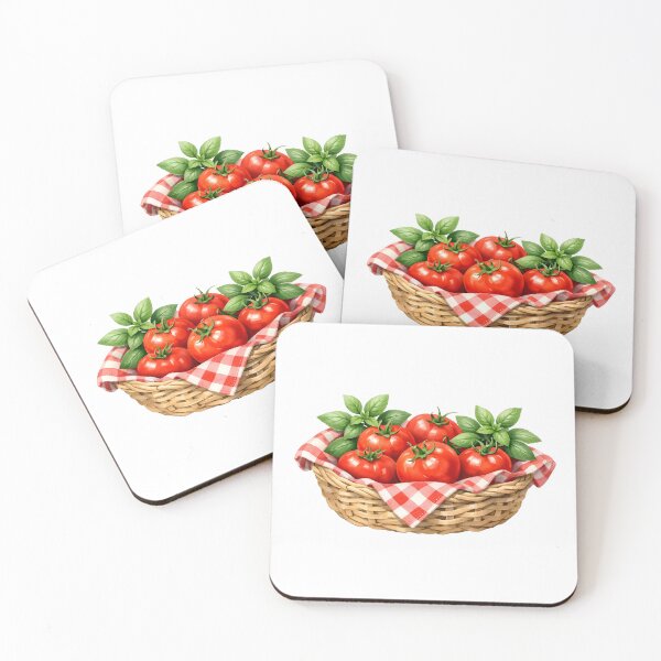 Item preview, Watercolor Basket with Tomatoes and Basil  designed and sold by silviaol.