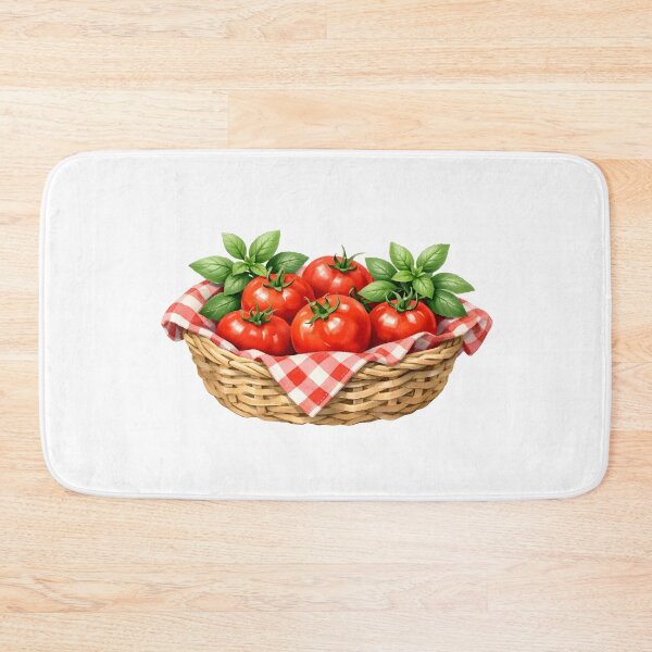 Item preview, Watercolor Basket with Tomatoes and Basil  designed and sold by silviaol.