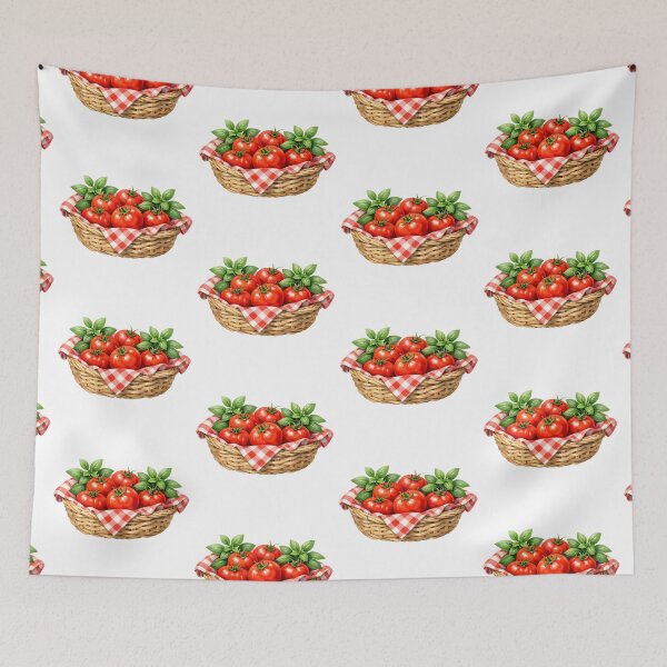 Item preview, Watercolor Basket with Tomatoes and Basil  designed and sold by silviaol.