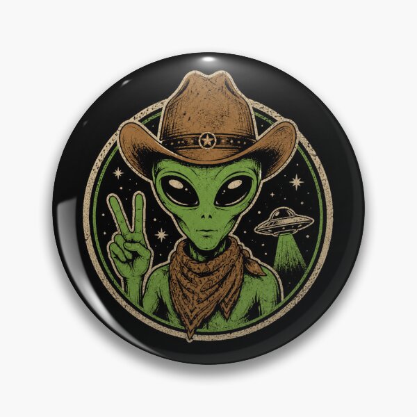 Item preview, Retro Cowboy Alien Peace Sign Vintage Space Western designed and sold by Moizento.