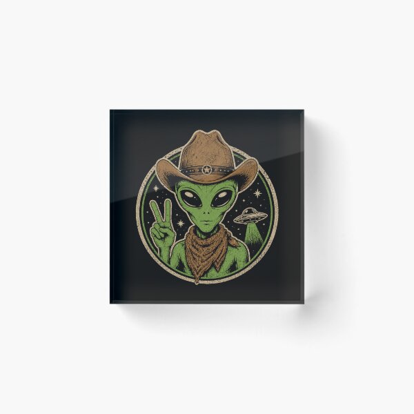 Item preview, Retro Cowboy Alien Peace Sign Vintage Space Western designed and sold by Moizento.