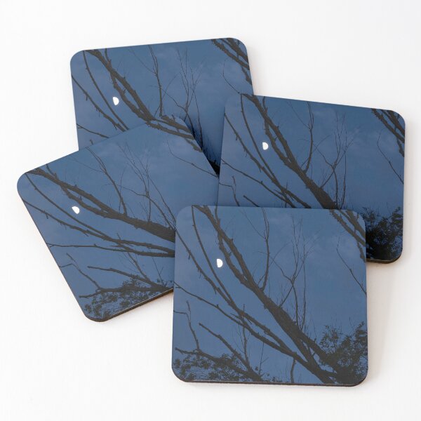 Item preview, Moon framed between tree branches in twilight designed and sold by lisavonbiela.