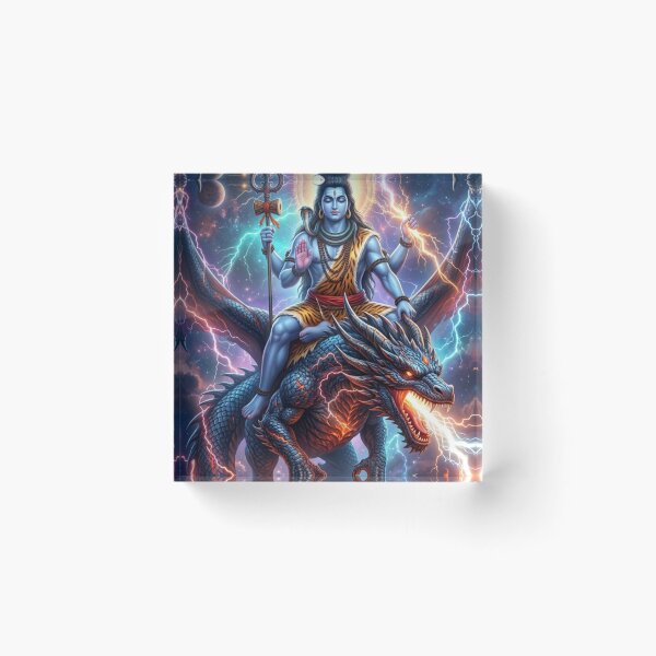 Item preview, Cosmic Shiva Dragon Rider Art | Mahadev on Lightning Dragon Galaxy Print - Visionary Deity designed and sold by 303 Visionary Prints .