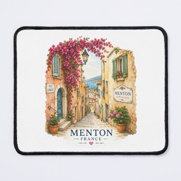 Item preview, Picturesque street in Menton with bougainvillea designed and sold by NoEscusesTraveller .