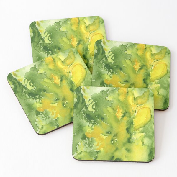 Item preview, Abstract gladiolus floral in yellow and olive  designed and sold by Lynne Goodman Design.