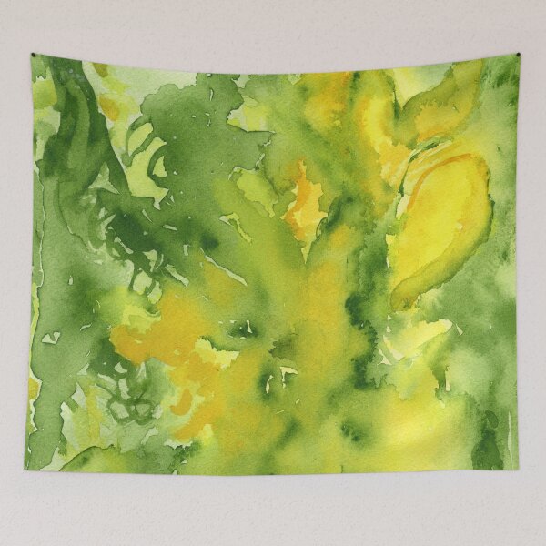 Item preview, Abstract gladiolus floral in yellow and olive  designed and sold by Lynne Goodman Design.