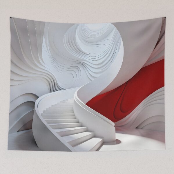 Item preview, Futuristic Spiral Staircase in Red and White designed and sold by Vicky Brago-Mitchell®.