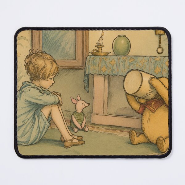 Item preview, Vintage Storybook Wall Art – Winnie the Pooh, Piglet & Christopher Robin Honey Illustration for Nursery Decor designed and sold by RickE.