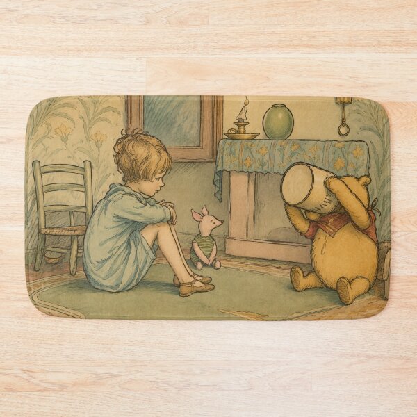 Item preview, Vintage Storybook Wall Art – Winnie the Pooh, Piglet & Christopher Robin Honey Illustration for Nursery Decor designed and sold by RickE.