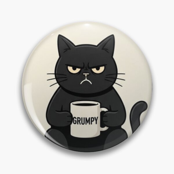 Item preview, Grumpy Black Cat with Coffee Funny Introvert designed and sold by ATAMLEHArt.