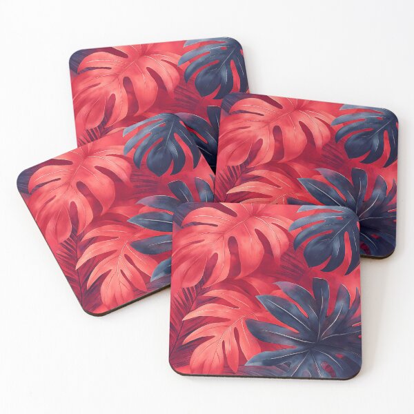 Item preview, Bold Red and Black Tropical Leaves Pattern designed and sold by 247GiftsbyTina.