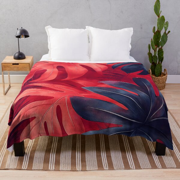 Item preview, Bold Red and Black Tropical Leaves Pattern designed and sold by 247GiftsbyTina.