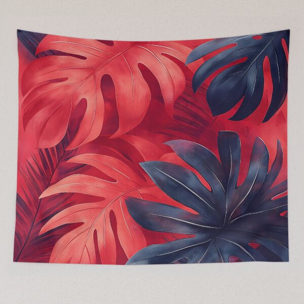 Item preview, Bold Red and Black Tropical Leaves Pattern designed and sold by 247GiftsbyTina.