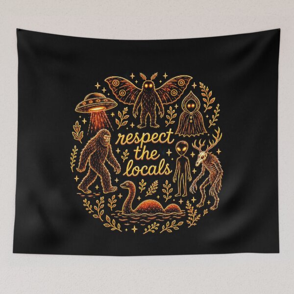 Item preview, Respect The Locals Bigfoot Mothman Alien Nessie Cryptid Art designed and sold by elderberry.
