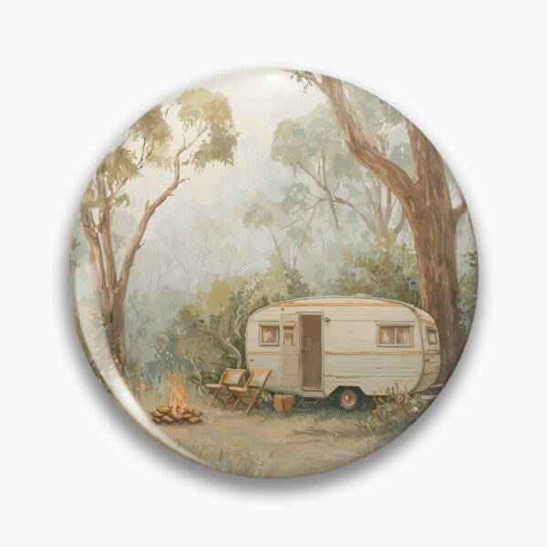 Item preview, Vintage Caravan Bush Camping Watercolour | Australian Forest Camp Art Print designed and sold by Bound for Wonder.