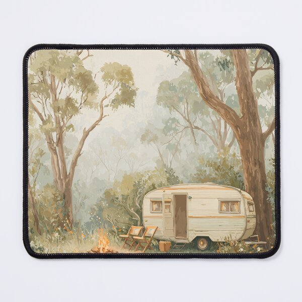 Item preview, Vintage Caravan Bush Camping Watercolour | Australian Forest Camp Art Print designed and sold by Bound for Wonder.